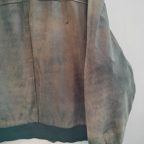 VTG Hunt Club Brown Leather Bomber Jacket Mens Size Big 48R Retro 80s Aviator - Picture 12 of 16